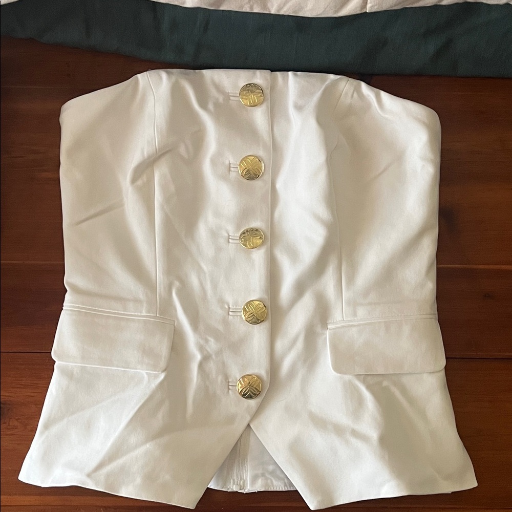 Lilly Pulitzer White Blazer with Gold Buttons